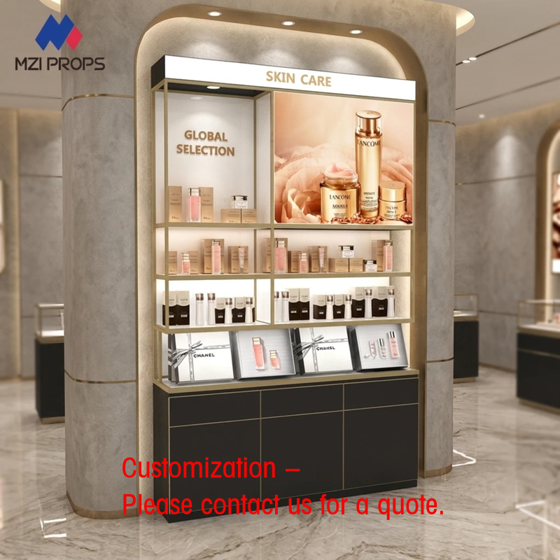 Luxury Skincare Retailers - Maßgefertigter Kosmetik-Präsentationsständer Luxuriöse Einzelhandels-Hautpflege-Vitrine mit LED-Beleuchtung