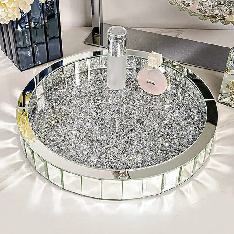 Luxury Skincare Bottles - Luxuriöse Diamant-Inlay-Glas-Aufbewahrungstabletts, dekorative Schlafzimmer-Dekoration, Parfümflasche, Organizer